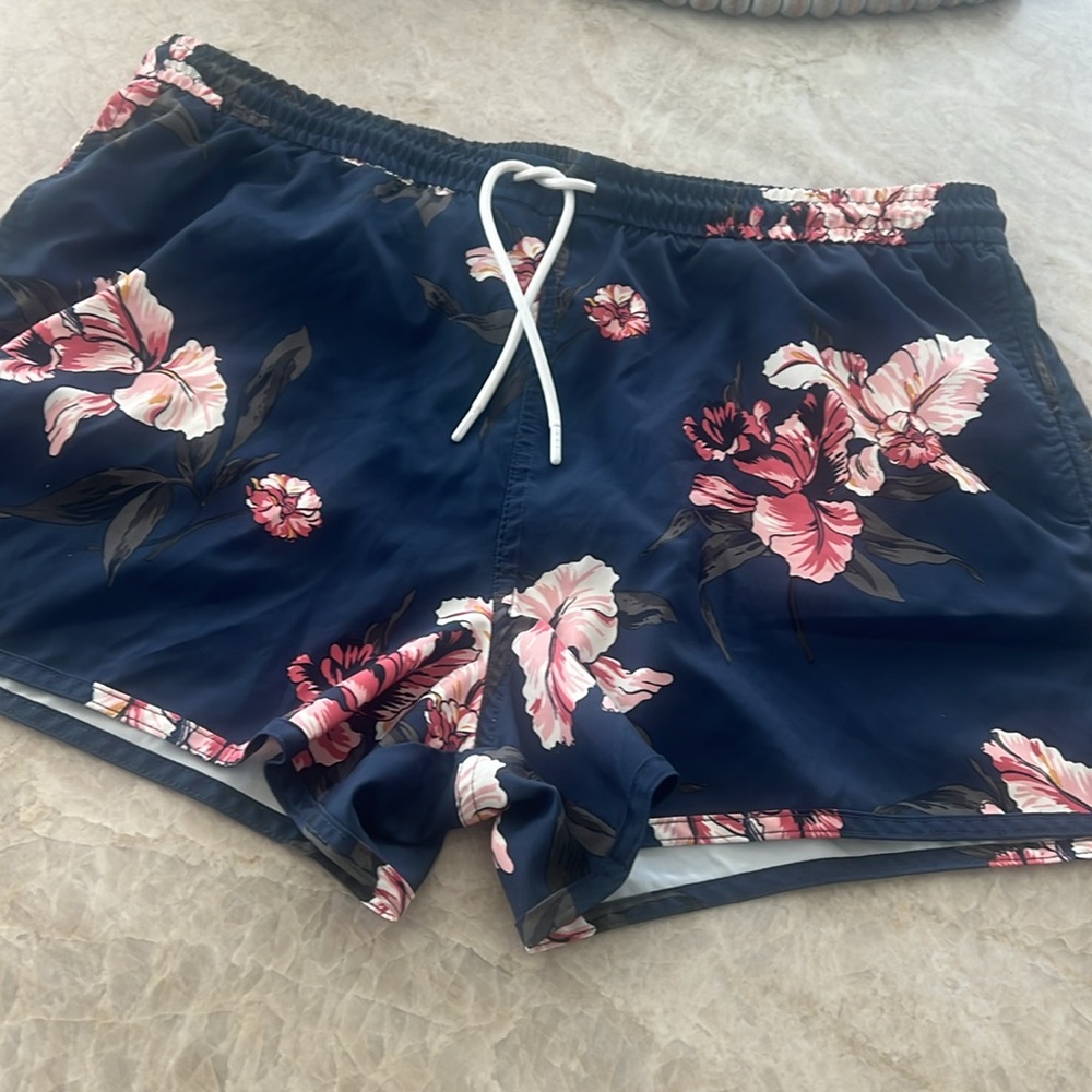 Abercrombie & Fitch Swim Trunks Blue Floral Tropical Men's XL Relaxed Stretch
